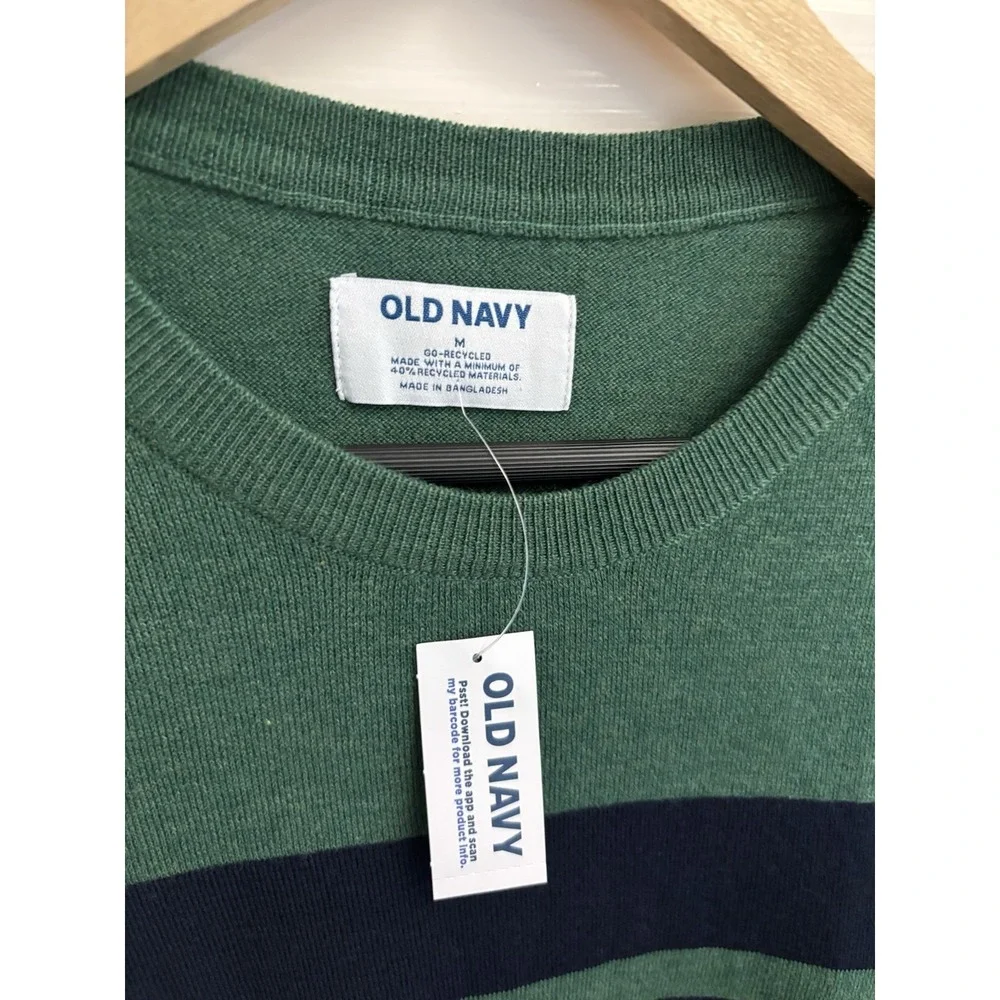 Old Navy Men's Green Navy Chest-Stripe‎ Crewneck Sweater Size M New $39.99